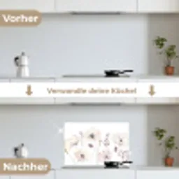 Bloemen - Pastel -  Planten - Wit keuken achterwand spatscherm klein -voor_na_DE