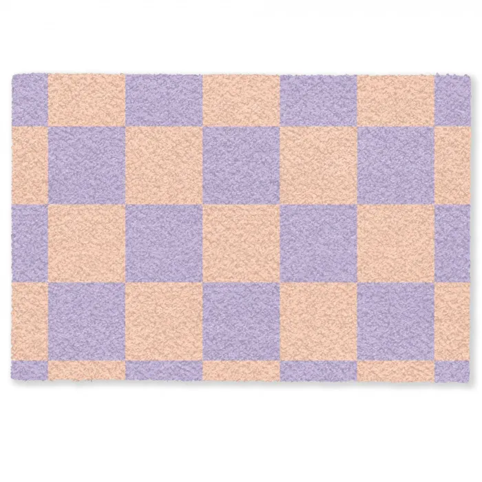 Schaakbord patroon - Paars - Roze - Blokjes Deurmat klein -zkaufland3d