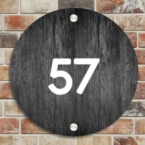 Donker hout - Traditioneel Naambord Rond klein -sfeer2