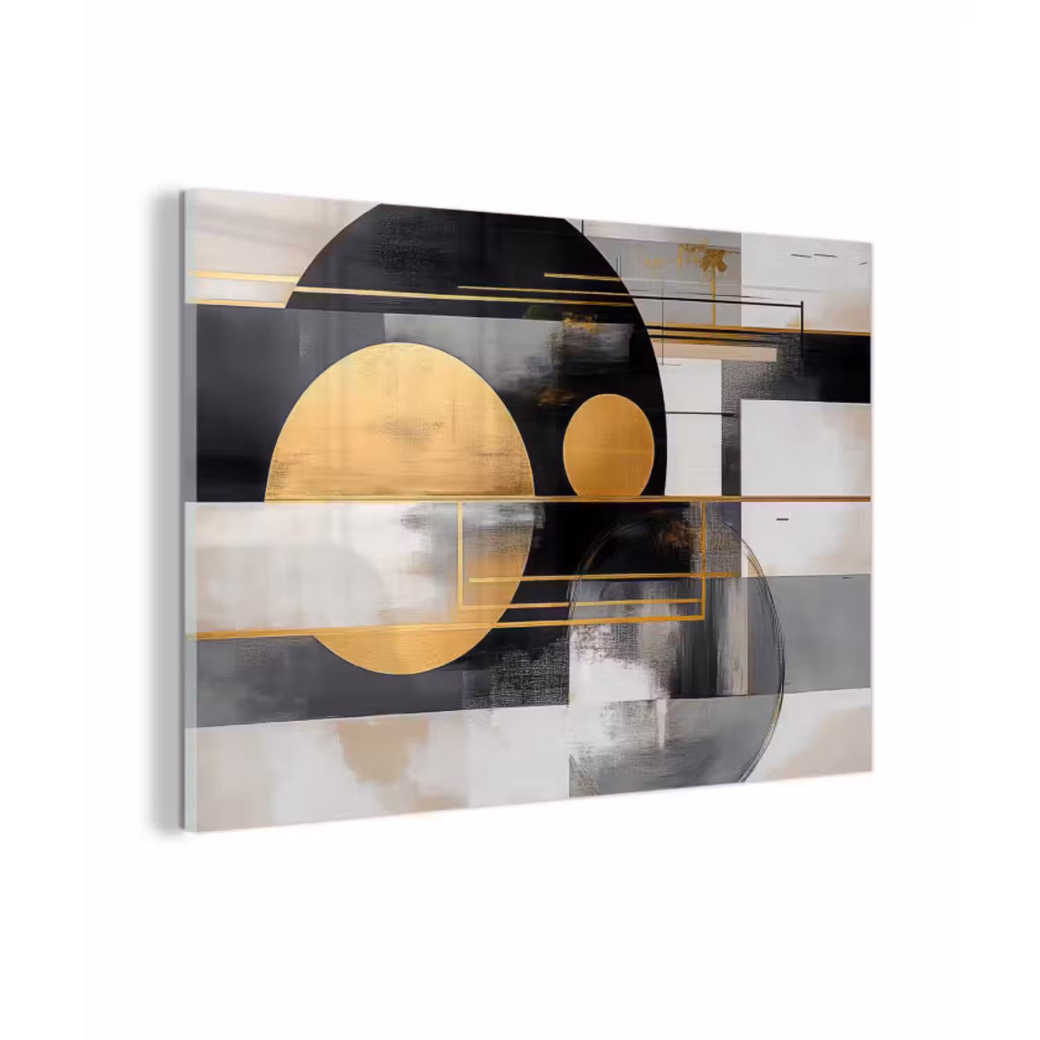 Glasbild - Abstrakt - Gold - Silber - Formen - Ästhetisch - Modern