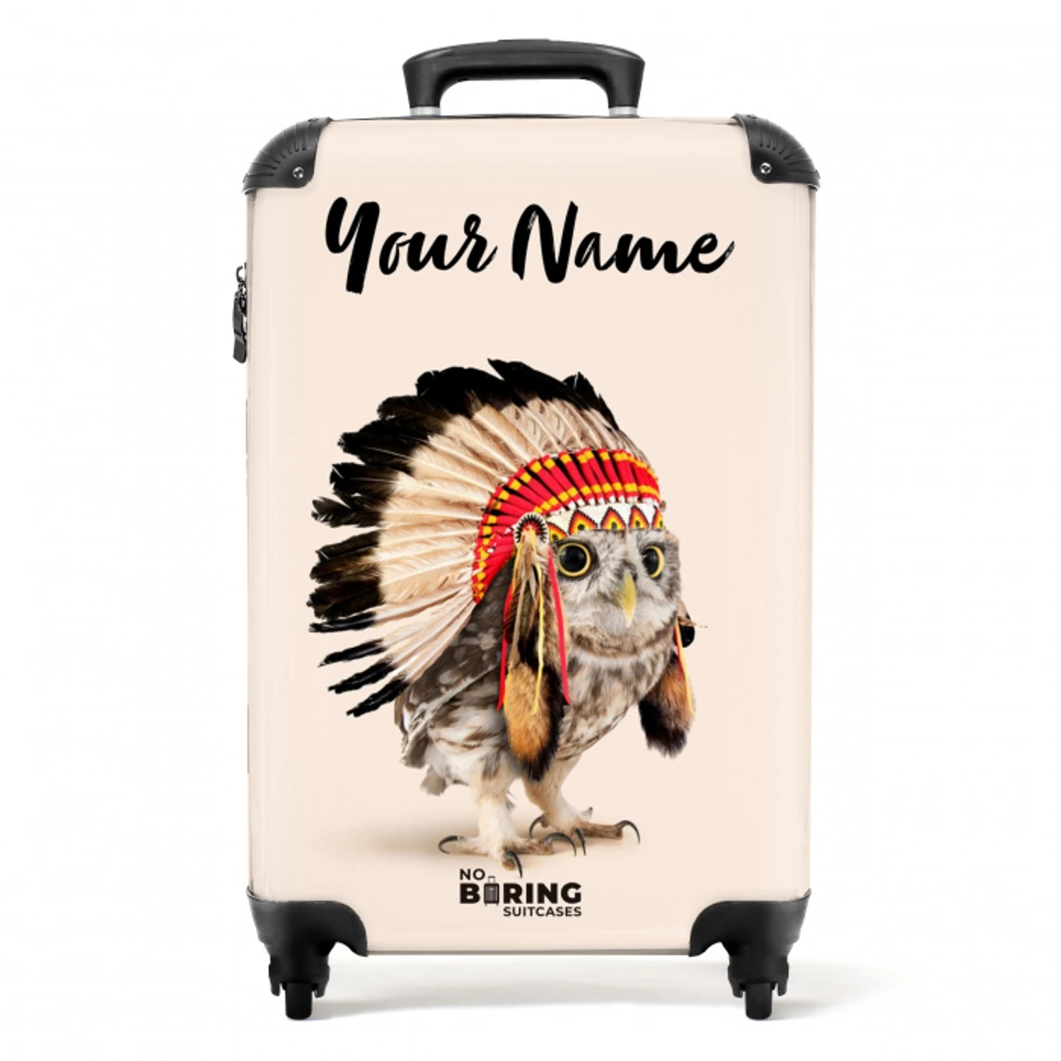 Uil als Indiaan NBS - Handbagage koffer - Kinderen Unisex middel -productfoto_recht