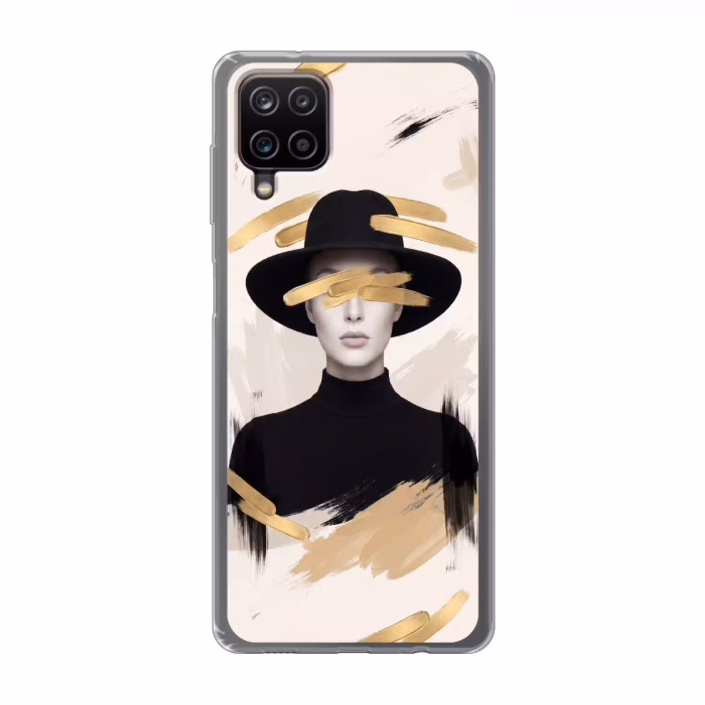 Vrouw - Portret - Modern - Goud - Kunst Telefoonhoesje Samsung Galaxy A12 klein -3d