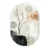 Wabi sabi - Beige - Plant Wandcirkel Ovaal Glas middel -3d