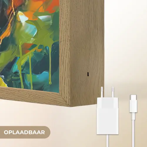 Gezicht - Vrouw - Olieverf - Kleurrijk - Kunst Light Box met batterij (Wandlamp) middel -USP_websiteoplaadbaarNL