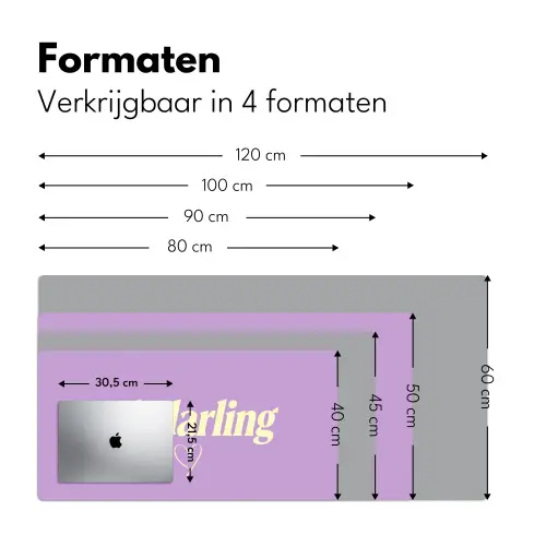 Oh darling - Hart - Paars Muismat XXL klein -sfeer5