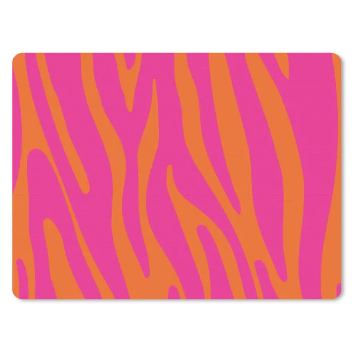 Zebraprint - Roze - Oranje - Dierenprint muismat rubber klein -3d