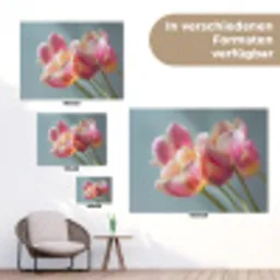 Tulpen - Roze - Stelen tuinposter los doek klein -Xsfeer9_DE