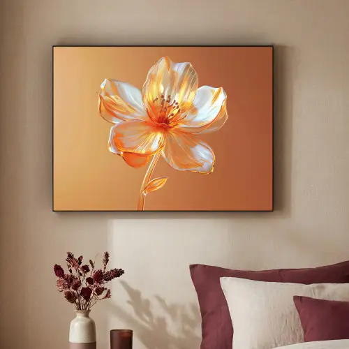 Glazen - Bloem - Oranje Textielframe zwart klein -sfeer1