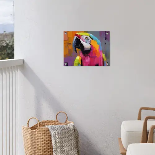 Papegaai - Kleurrijk - Schilderij - Tropisch tuinposter los doek klein -sfeer8