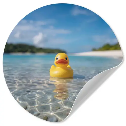 Tropisch - Badeend - geel Wandcirkel behangsticker klein -3d