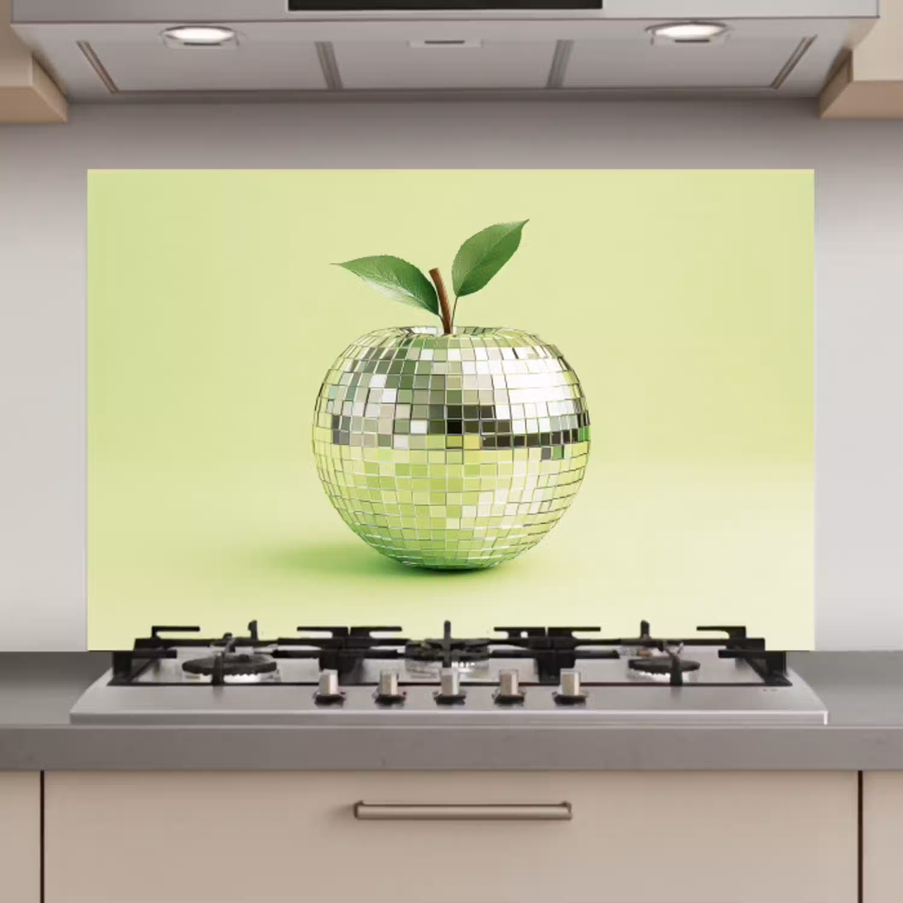 Groen - Disco - Decoratie - Appel keuken achterwand spatscherm klein -3d_website
