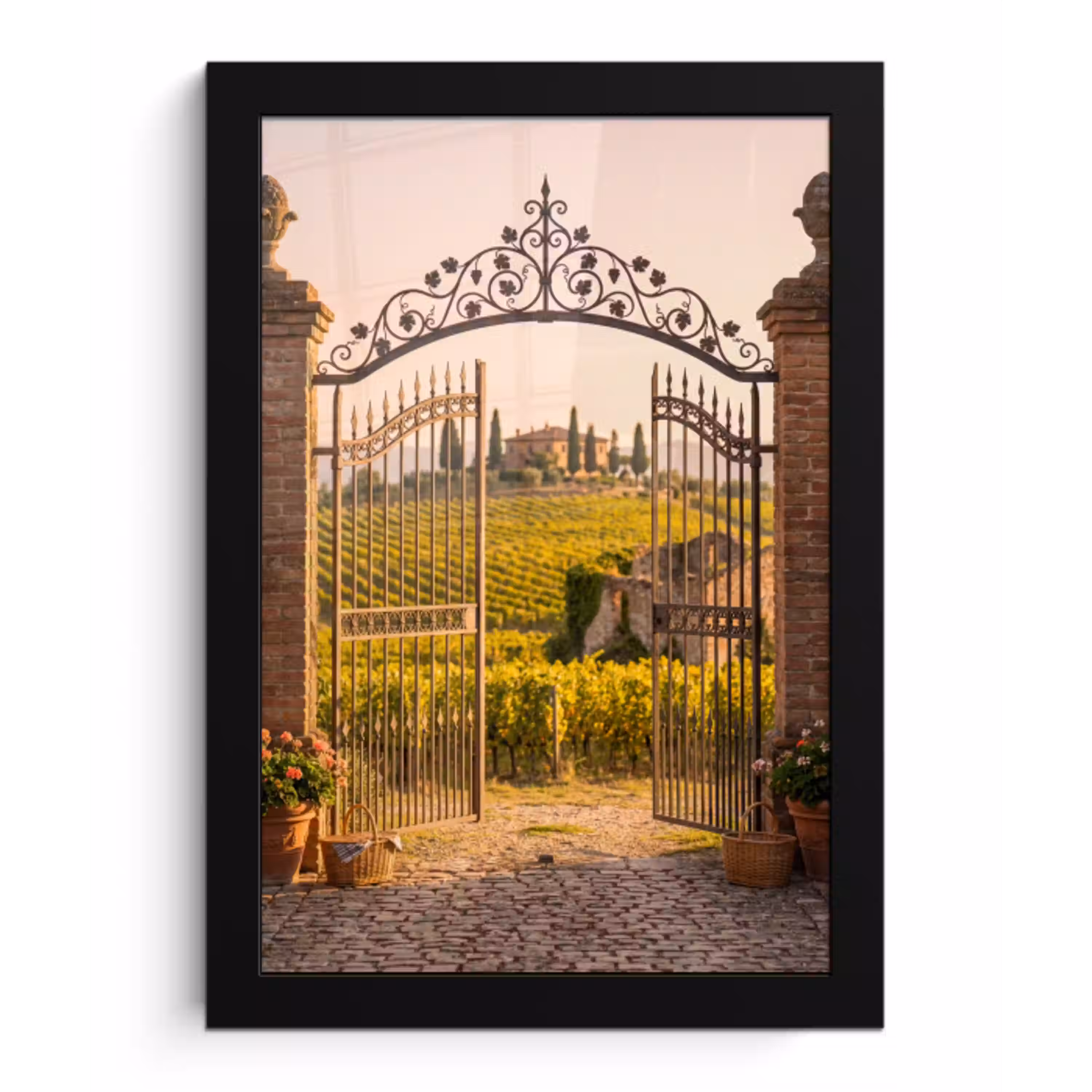 Poort - Landschap - Platteland - Zonlicht - Warm fotolijst zwart zonder passe partout klein -3d
