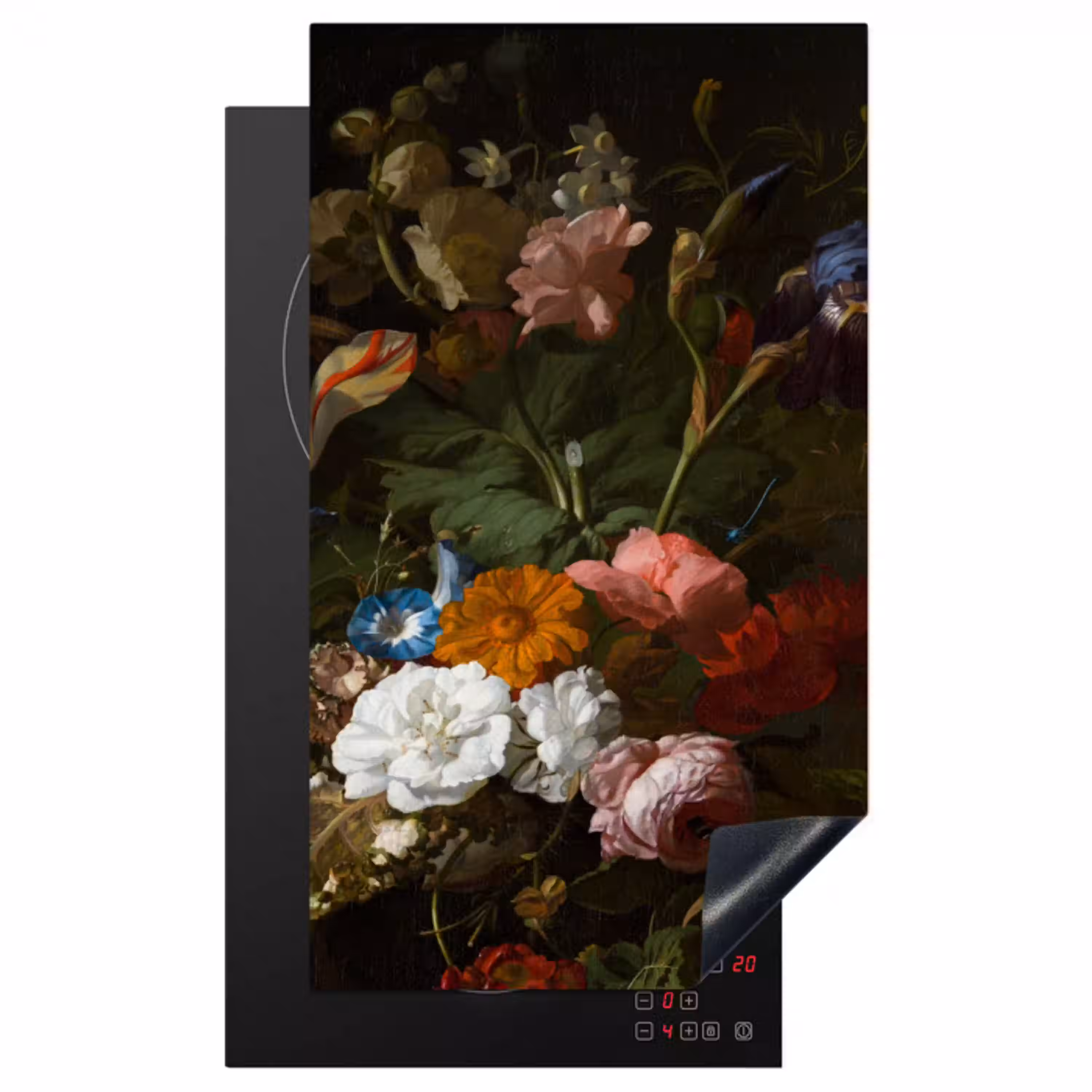 Vaas met bloemen - Schilderij van Rachel Ruysch Inductie beschermer vinyl 3mm middel -3d