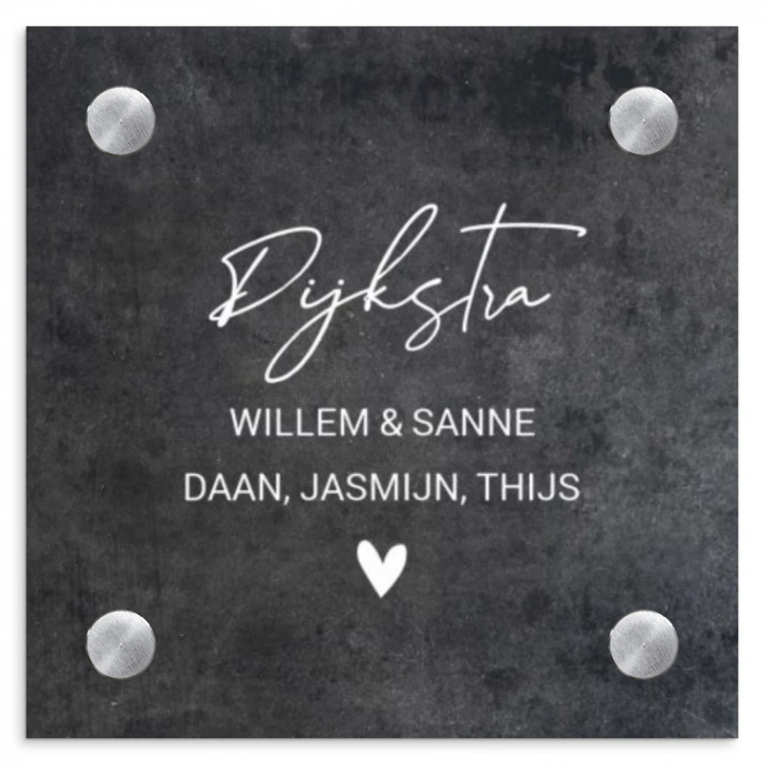 Donker steen - Sierlijk Naambord Vierkant klein -3d