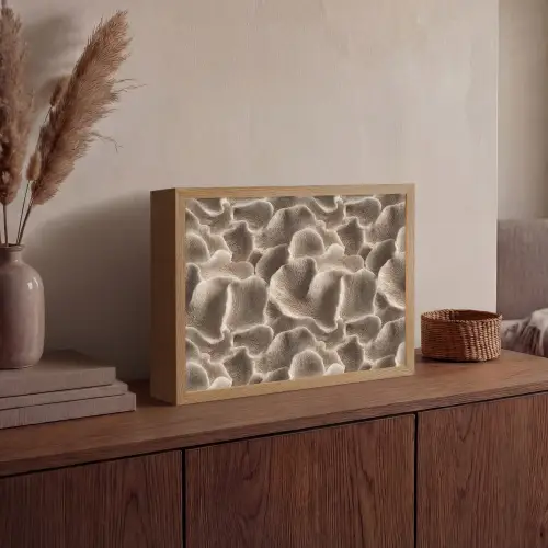 Waaiervorm - Beige - Vezel textuur Light Box met batterij (Wandlamp) middel 907 -sfeer2