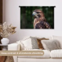 Buizerd - Roofvogel - Natuur - Bruin Wandkleed katoen middel -sfeer1