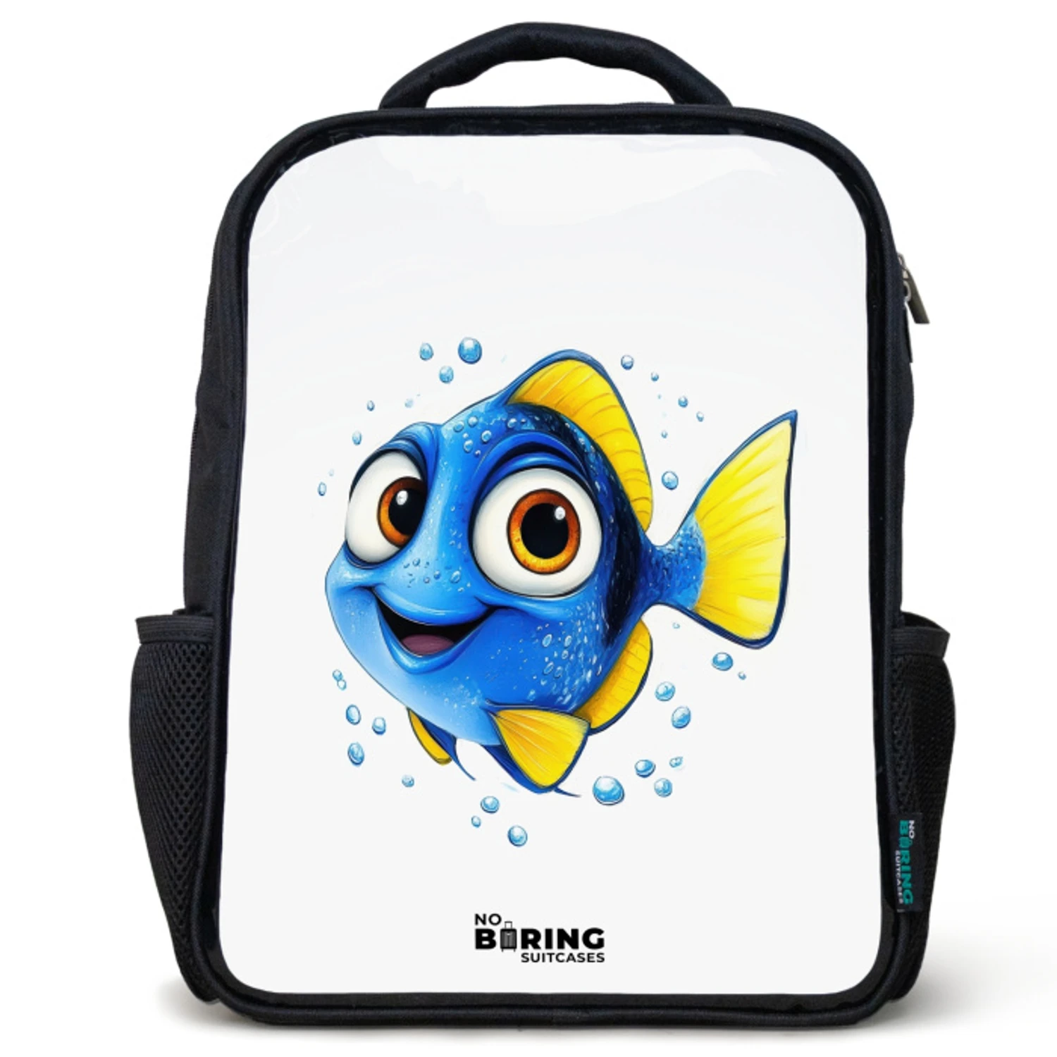 Kids backpack Blue fish with yellow fins and happy look | Water ...