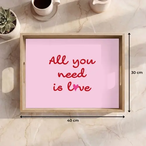 Tekst - Roze - Love - Hart Dienblad Rechthoek middel -USP_Formaat