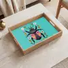 Kever - Bloemmotieven - Turquoise - Bladeren Dienblad Rechthoek middel -sfeer1