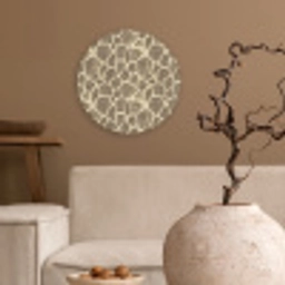 Giraf - Patroon - Beige - Bruin Wandcirkel kunststof plaat 5mm dik klein 188 -sfeer1