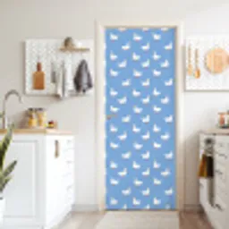 Ganzen - Elegant - Blauw deurposter klein 289 -sfeer5