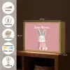 Illustratie - Konijn - Roze - Minimalistisch Light Box met batterij (Wandlamp kind) middel -USP_websiteoverzichtNL