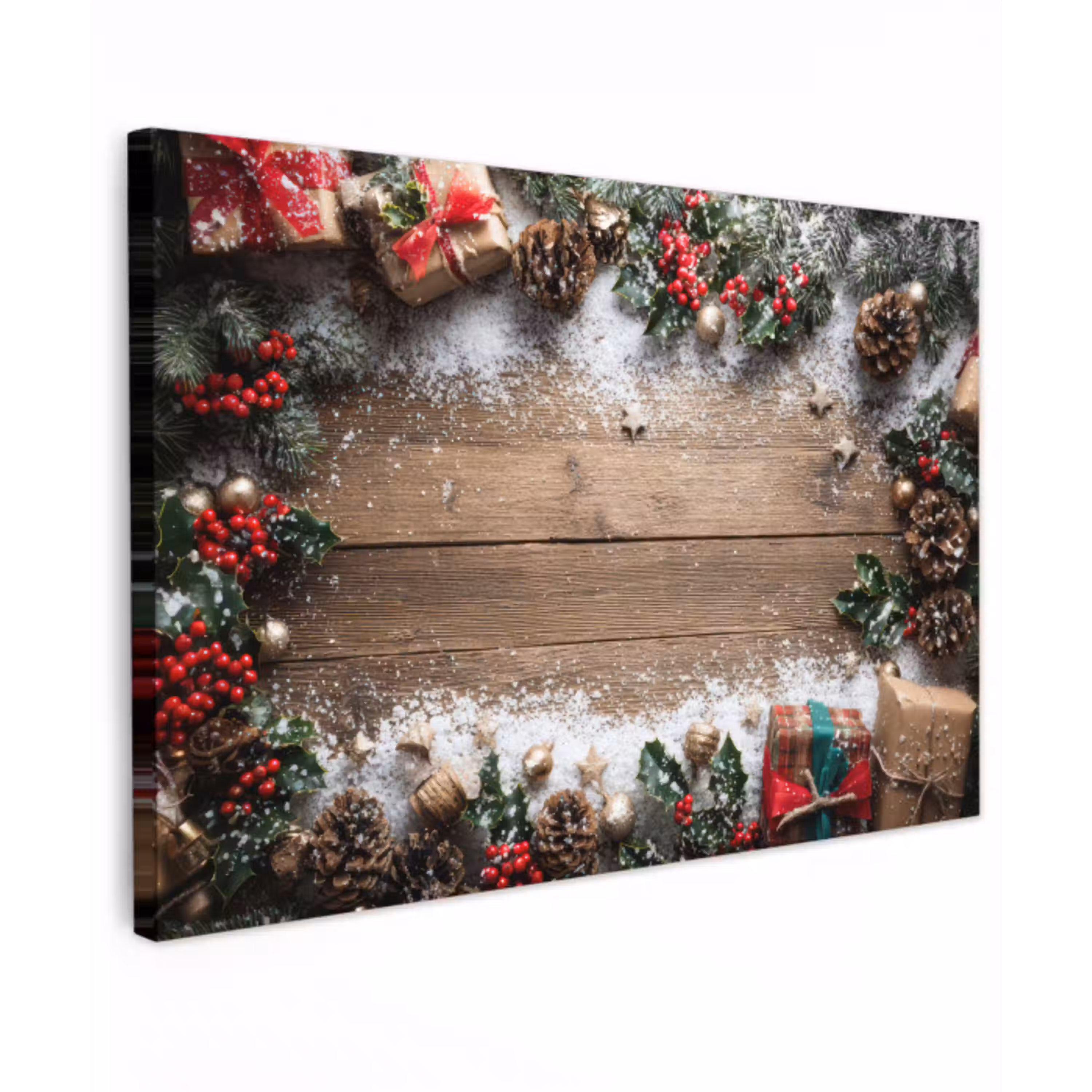 Kerstdecoratie - Geschenken - Hout - Veelkleurig canvas 2cm klein -z3d
