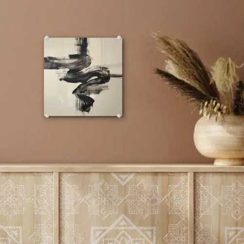 Golven - Penseelstreken - Beige - Minimalistisch plexiglas 5mm klein -sfeer5