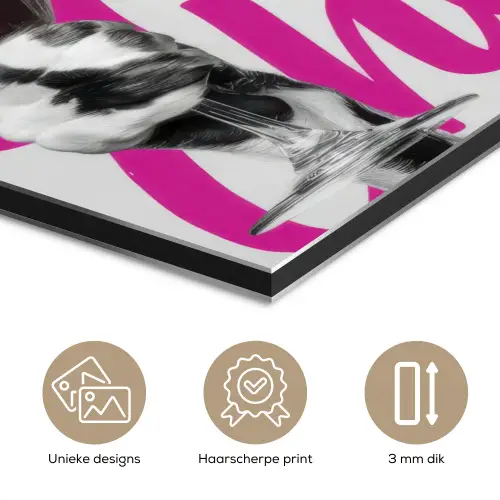 Cheers - Hond - Roze - Wijn aluminium wit klein -closeup_NL
