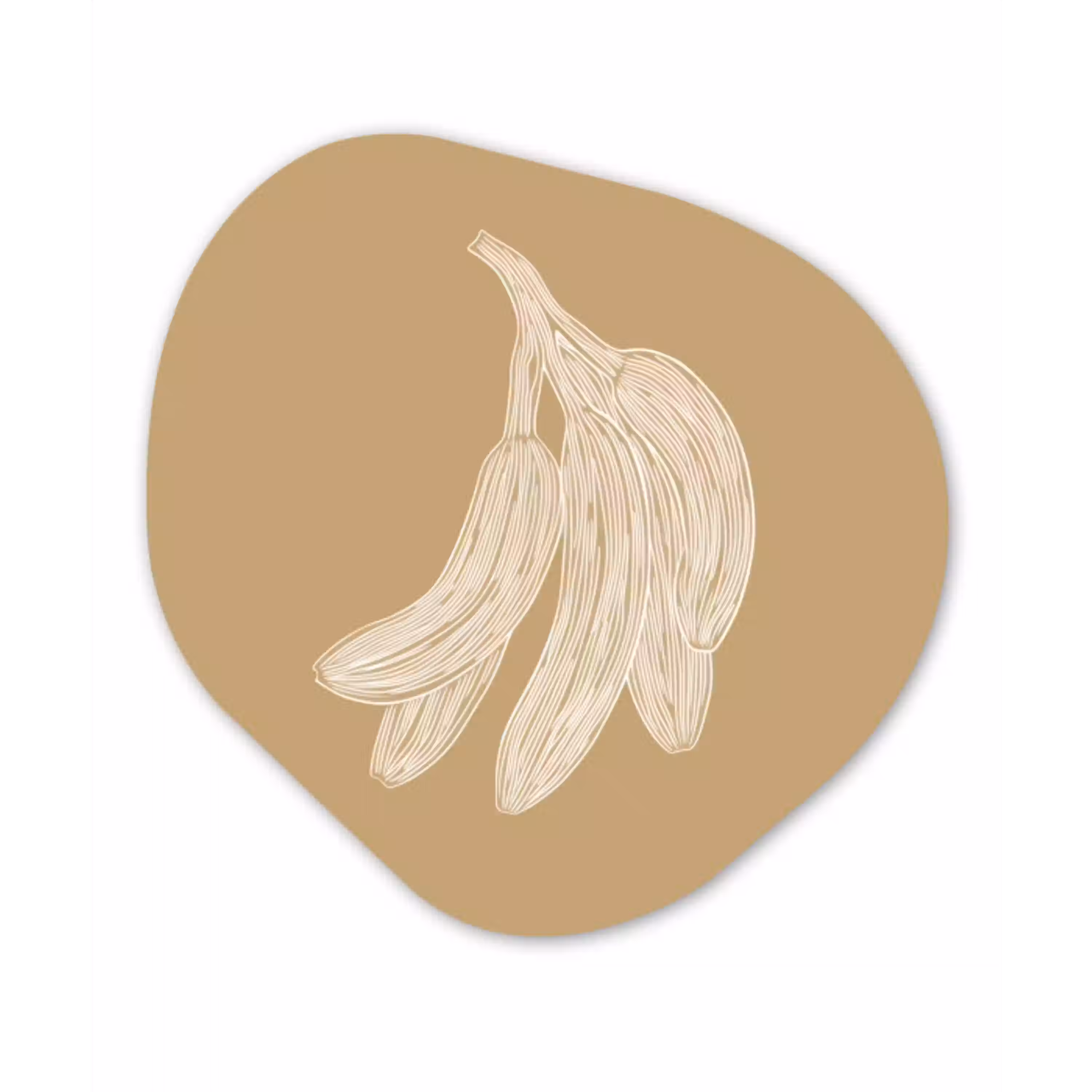 Bananen - Beige - Lijntekening - Minimalistisch Wandcirkel Organisch Forex 3mm klein -3d