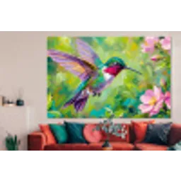 Kolibrie - Bloemen - Natuur - Kleurrijk forex 5mm xxl -woonkamer