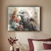 Arend - Adelaar - Vogel - Bloemen - Natuur Textielframe zwart klein -sfeer1