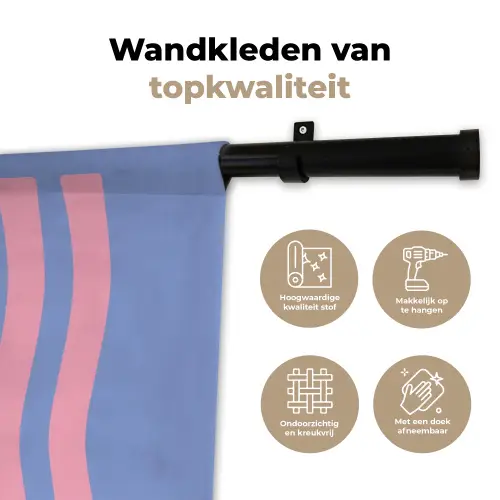 Chill - Roze - Blauw - Golvend Wandkleed katoen klein -sfeer2