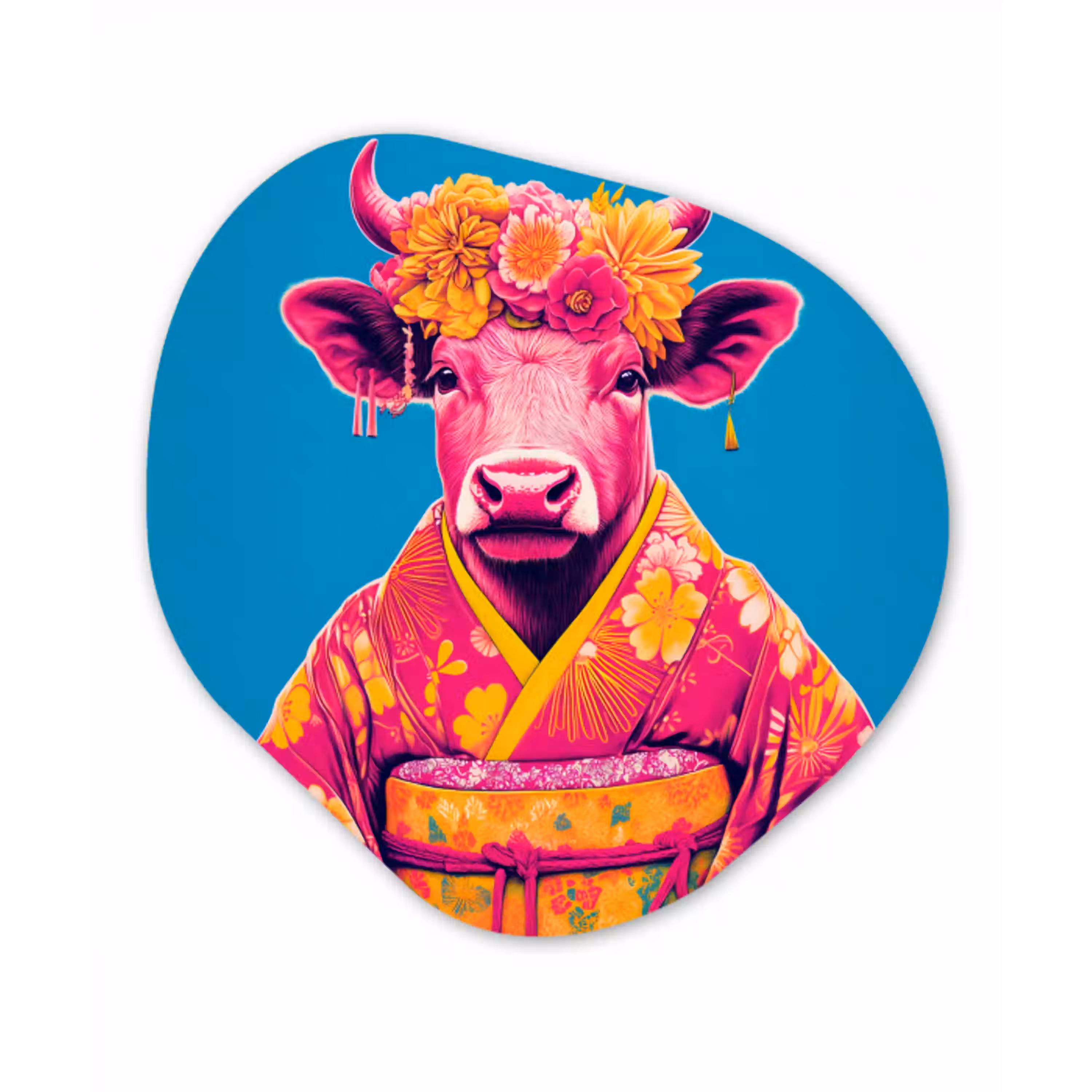 Koe - Bloemenkrans - Oorhangers - Kimono Wandcirkel Organisch Aluminium middel -3d