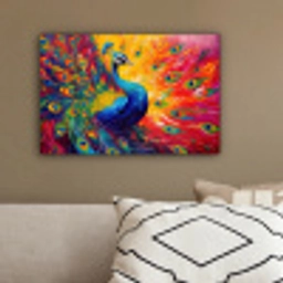 Pauw - Kunst - Schilderij - Pauwenveren canvas 2cm klein -sfeer3