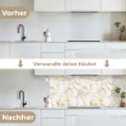 Marmer - Wit - Expressief - Goudaccenten keuken achterwand 2 middel 871 -voor-na_DE