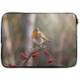 Roodborst - Tak - Bessen - Natuur laptophoes neopreen klein -zkaufland3dotto