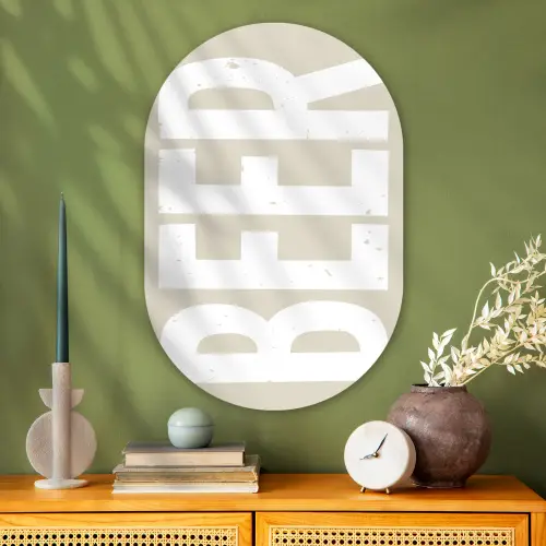 Beer - Japandi - Beige - Decoratie Wandcirkel Ovaal Glas middel -sfeer2