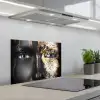 Vrouw - Bladgoud - Zwart - Goud - Luxe keuken achterwand spatscherm klein -3d_schuin