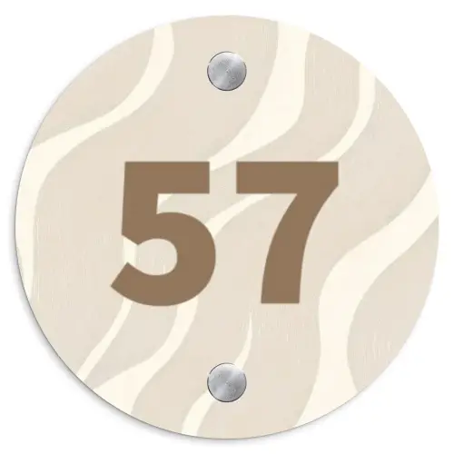 Beige golven - Traditioneel Naambord Rond klein -3d