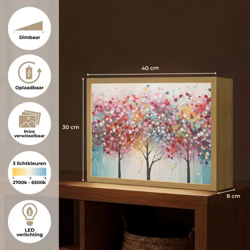 Kunst - Bomen - Natuur - Acryl Light Box met batterij (Wandlamp) middel -USP_websiteoverzichtNL