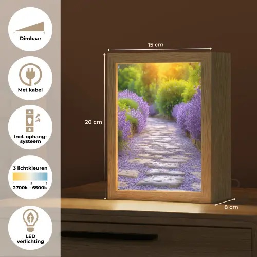 Bloemen - Pad - lavendel - Tuin Light Box met kabel (Tafellamp) klein -USP_NL