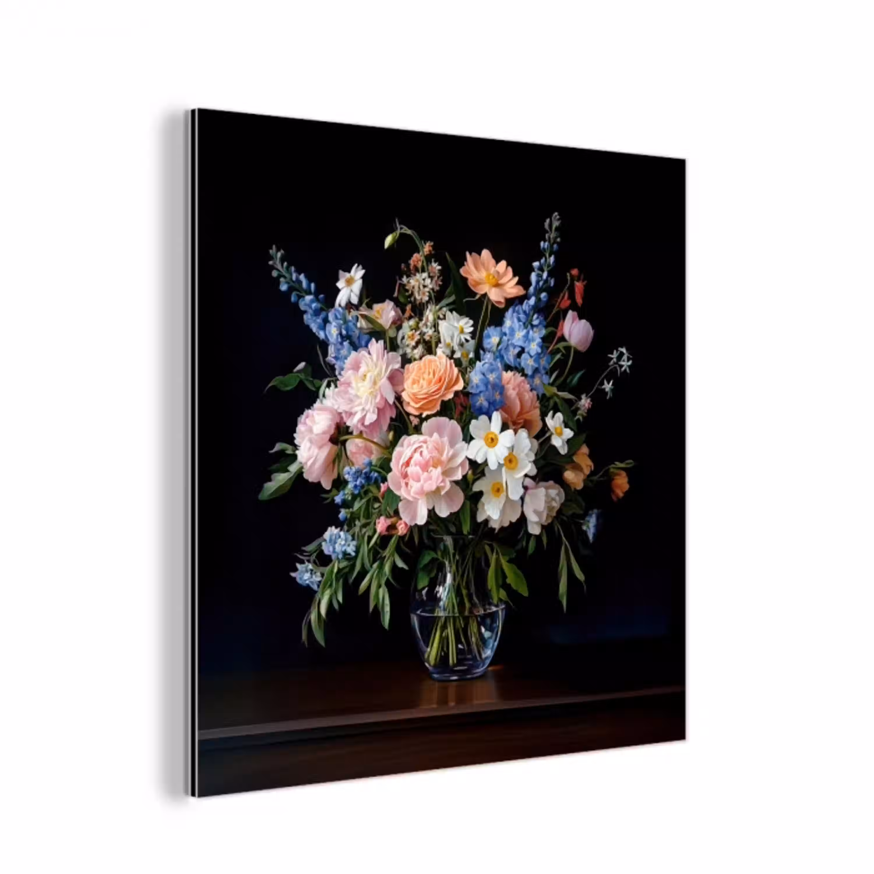 Pastel - Bloemen - Glazen - Vaas aluminium wit klein -3d