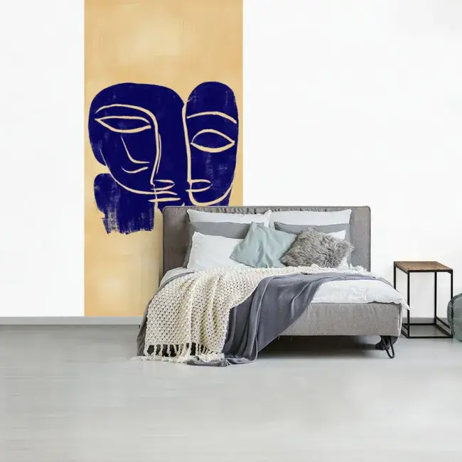 Hinterm Bett Akzentwand Schlafzimmer Tapeten Ideen blau