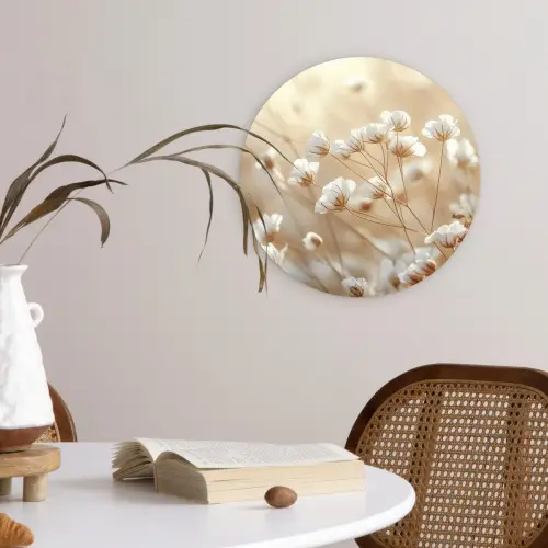 Wilde - Bloemen - Wit Wandcirkel kunststof plaat 5mm dik klein -sfeer4