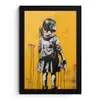 Meisje - Boek - Gele Muur - Graffiti fotolijst zwart zonder passe partout klein -3d