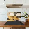 Abstract - Goud - Grijs - Vormen - Geometrisch keuken achterwand spatscherm klein -sfeer2