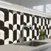 Bogen - Tegels - Marmer - Zwart - Wit keuken achterwand 2 middel 871 -3d_schuin