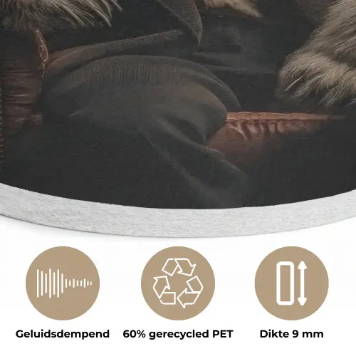 Ijsbeer - Hoed - Bril - Stoel Akoestische PET Vilt - Rond klein -closeup_NL