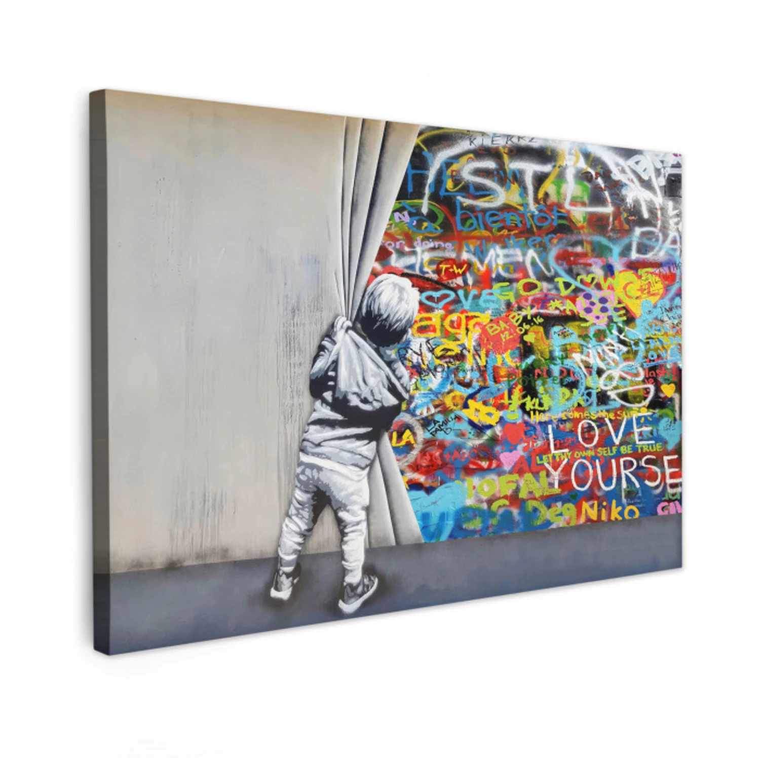 Graffiti - Illusie - Jongen - Street art canvas 2cm klein -z3d